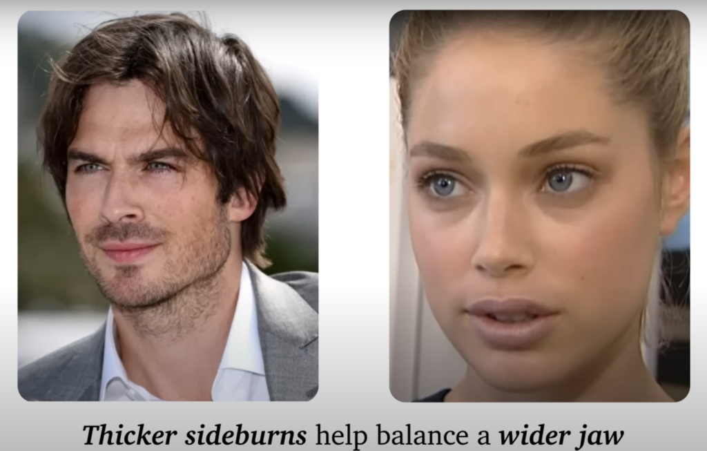 thicker sideburns help balance a wider jaw